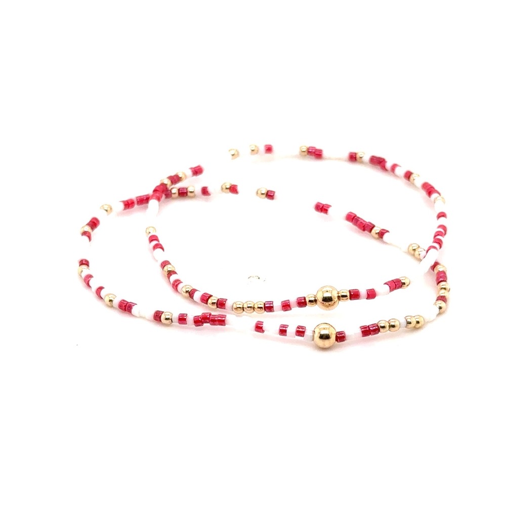 Enewton Hope Unwritten Red White Gold Beaded Stretch Bracelet Set of 2